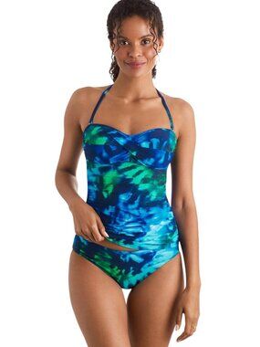 NWT Mimi Flamingo Aria Bandini Tankini Swim Top Saltwater Tie Dye Blue Multi 10